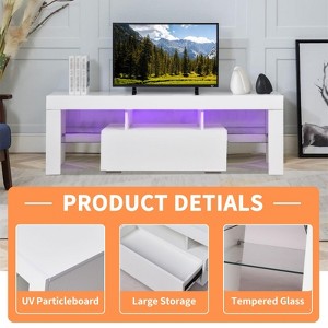 Entertainment Center TV Console Modern TV Stand for Maximum 43 Inch TV，Particle Board + Tempered Glass Table Stand with Storage for Bedroom - 1 of 4