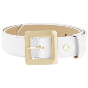 INSPIRE CHIC Women's Golden Square Buckle Fashion Faux Leather Waist Belts 1 Pc - 1 of 4