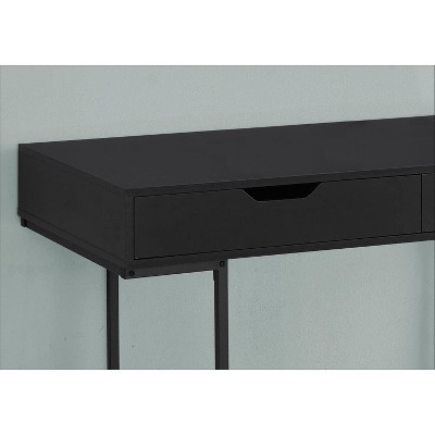 Sleek Black Contemporary Home Office Desk with Spacious Drawers