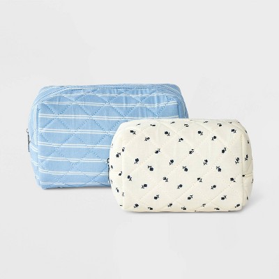 Girls' 2pk Quilted Floral Cosmetic Bag - art class™ Blue/White
