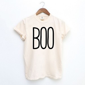 Simply Sage Market Women's Boo Word Short Sleeve Garment Dyed Tee - 1 of 2