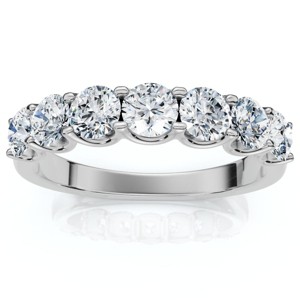Pompeii3 1Ct TW Diamond U Prong 7-Stone Wedding Ring 14k Gold or Platinum Lab Created - 1 of 4