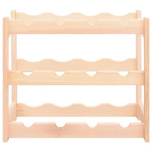 vidaXL Pinewood Wine Rack - Compact Storage for 12 Bottles, Elegant Natural Wood Design, Easy-to-Assemble - Perfect for Kitchen/Dining Room - 1 of 4