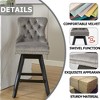 QingMoon Swivel Velvet Bar Stools Set of 2, Modern Counter Height Chairs with Button Tufted Back and Rivet Trim for Kitchen Island, Pub - 3 of 4