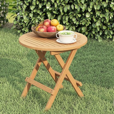 BI&SEA Wooden Side Table,Teak Wood Small Table for Indoor & Outdoor Use,Compact Patio Side Tables or Outdoor End Tables for Garden, Deck,or Balcony