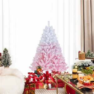 Angel Sar Flocked Christmas Tree, Snow-Melt Design Xmas Tree with Fireproof PVC, Metal Stand for Home & Office Decor, Pink & White - 1 of 4