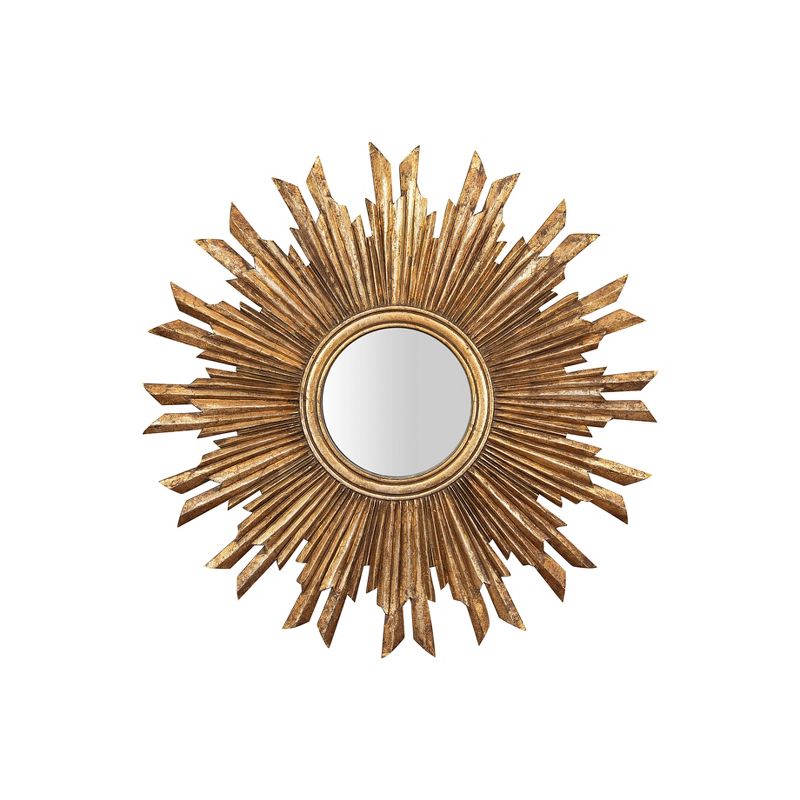 35.5&#34; Round Wood Sunburst Wall Mirror Gold Finish - Storied Home, 3 of 16