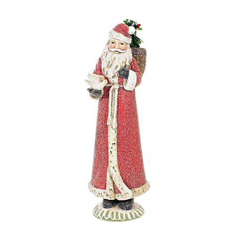 Ganz 10.5 Inch Woodland Glittered Santa Figurine Christmas Holly ...