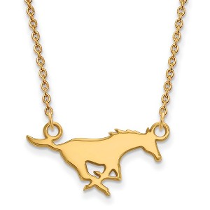 Black Bow Jewelry 14k Yellow Gold Southern Methodist Mustangs NCAA Necklace 18 Inch - 1 of 4
