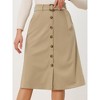 Allegra K Women's High Waist Solid Button Front A-Line Belted Corduroy Midi Skirt - 2 of 4