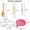 11PCS Chef Set for Kids,Rose Red Apron with Chef Hat,Cooking Mitt & Cookie Cutters,Kitchen Costume Role Play Kit,Play Baking Tools,Birthday Gift - 2 of 3