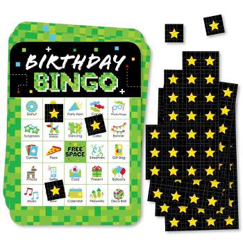 Big Dot of Happiness Game Zone - Picture Bingo Cards and Markers - Pixel Video Game Party or Birthday Party Bingo Game - Set of 18