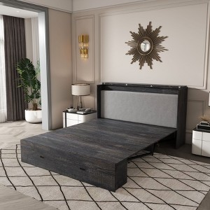 KWPZQEB 57" Murphy Bed, Full Size Cabinet Bed with Storage Drawers & Charging Cabinet, Hideaway Foldable Platform Bed for Guest Bedroom, Office - 1 of 4