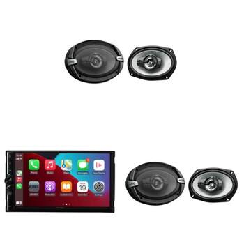 Jensen CAR723W 7" Touch Screen Digital Multimedia Receiver Wireless or Wired Apple CarPlay and Android Auto Compatible with 2 Pairs JVC CS-DR693 6x...