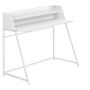 Vynxaria 48" White Laminate White Metal Computer Desk Modern Home Office Workstation with Storage Shelves - 3 of 4