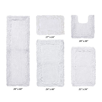 Shaggy Border Collection 5-Piece Bath Rug Set 100% Cotton Tufted Weave Ruffle Border Pattern Bathroom Rug for Machine Washable Bathmat