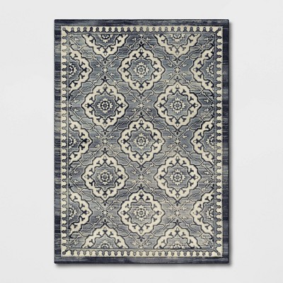 Rubber Backed Area Rug, 58 x 78 inch (fits 5x7 Area), Beige Geometric, Non  Slip, Kitchen Rugs and Mats