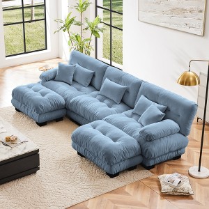 DOMETOUR Luxury Modular Sectional Sofa Couch - Oversized U Shaped Cloud Couch for Living Room,Deep Seat Sofa Couch with 2 Ottomans, Chenille - 1 of 4