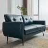 TYBOATLE 61" Faux Leather Loveseat Sofa, Mid-Century Modern Tufted Couch for Small Spaces, Comfy 2-Seater for Living Room, Bedroom, Office - 2 of 4