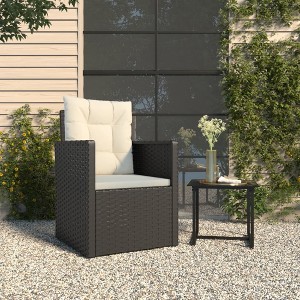 vidaXL Patio Armchair with Cushions Black Poly Rattan - 1 of 4