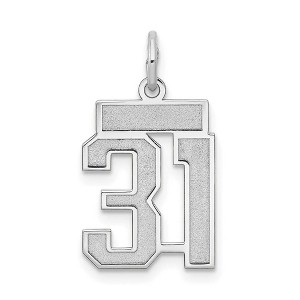 Black Bow Jewelry 14k White Gold, Jersey Collection, Small Number 31 Pendant - 1 of 4