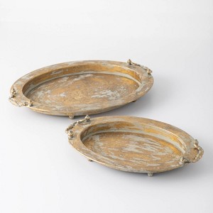 Sullivans Set of 2 Oval Trays 3"H & 3"H Gold - 1 of 3