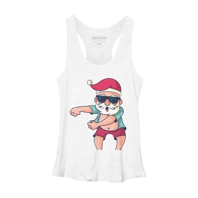 Women's Design By Humans Funny Christmas Flossing Santa By rasok Racerback Tank Top