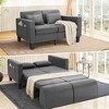 Homdox 6-in-1 Convertible Sofa Bed, 58" Loveseat Sleeper w/ Pull Out Bed, Storage Pockets & 2 Pillows, Modern Linen Futon,Blue - 2 of 4