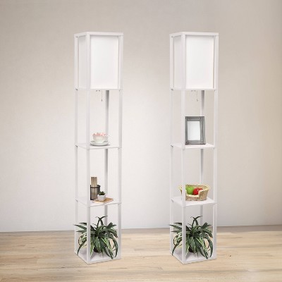 Simple Designs (Set of 2) 62.5" Three Shelf Etagere Organizer Storage Floor Lamps