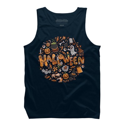 Men's Design By Humans happy halloween greeting holiday illustration By ghinan Tank Top