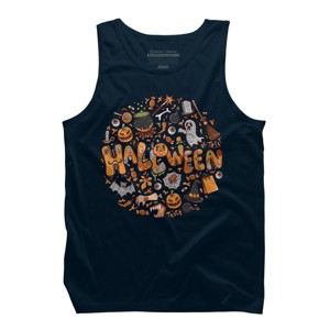 Men's Design By Humans happy halloween greeting holiday illustration By ghinan Tank Top - 1 of 2