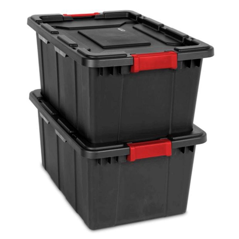Sterilite 15 Gallon Stackable Industrial Tote with Latches, Tie Down Holes, and Indexed Lids for Heavy-Duty Storage Needs, 4 of 7
