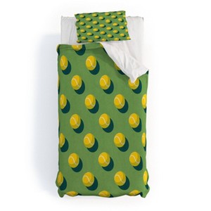 Deny Designs Daniel Coulmann Balls Tennis Grass Court Pattern Kids' Duvet and Sham Set Green - 1 of 4