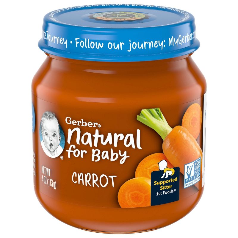 Gerber 1st Food Natural Glass Carrot Baby Meals - 4oz, 1 of 7