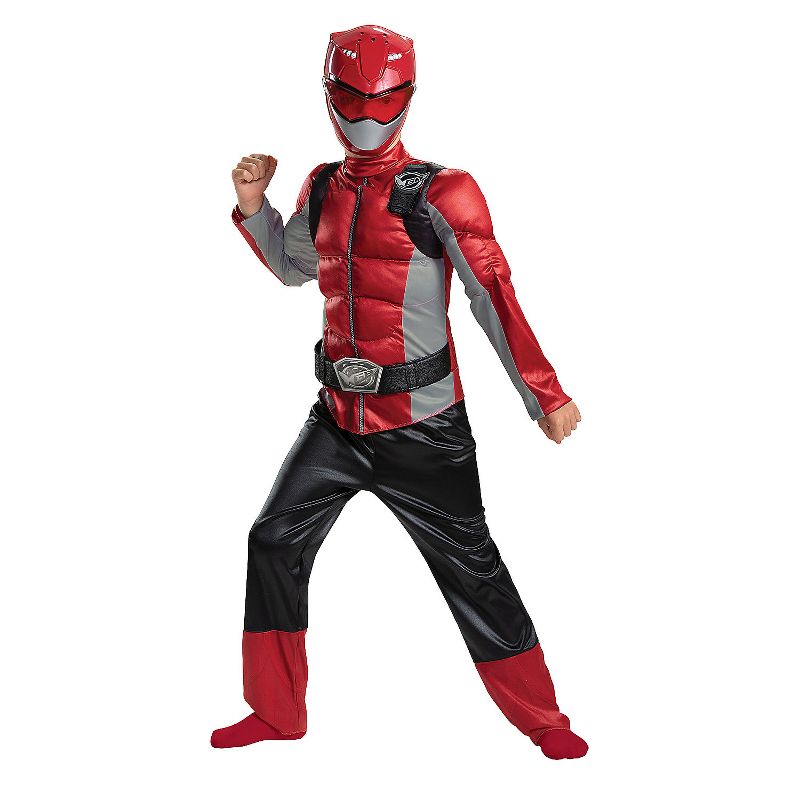Disguise Boys' Red Ranger Beast Morphers Classic Muscle Costume - Size 4-6 - Red, 1 of 4