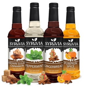 Syruvia Variety Pack - Peppermint, Gingerbread, Pumpkin Spice & Brown Sugar Cinnamon Syrup 25.4 Fl oz (4-Pack) - 1 of 4