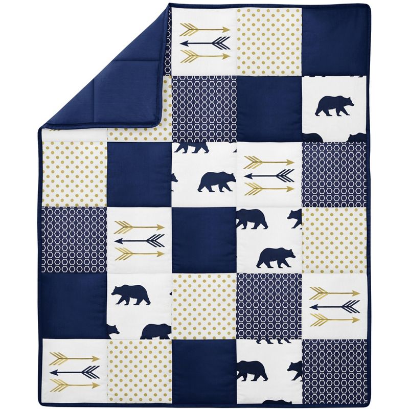 Sweet Jojo Designs Boy Baby Crib Bedding Set - Big Bear Blue Gold and White 4pc, 3 of 7