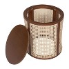 Gulches Rubber Solid Wood Side Table, 15.7" Round Top 17.8"H, MDF Base, Versatile for Living Room/Bedroom, Dark Brown Color - 4 of 4