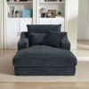 Pexfix 47" Oversized Chaise Lounge Chair Fluffy Corduroy Boneless Sleeper Sofa Couch with Cupholders and 3 Throw Pillows for Living Room Dark Gray - 4 of 4