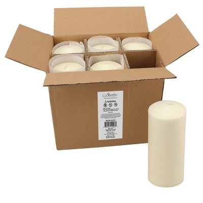 Ivory Unscented Pillar Candles, 3x8 Inch, 6-Pack