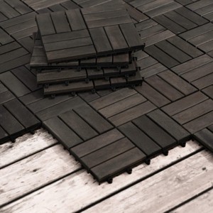 SEVOBAL 10PCS Carpet Tiles Acacia Wood Interlocking Deck Tiles Waterproof Anti-mildew Mold Resistant for Outdoor Spaces, Brown, 12.88"*12.88"*7.13" - 1 of 4