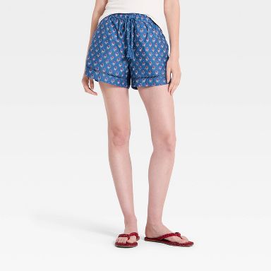 Women's Mid-Rise Printed Pull-On Shorts - Universal Thread™ Blue Floral XS