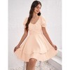 Clearlove Women's Mini Dress Layer Ruffle Hem Short Lantern Sleeve V Neck Dress A Line Casual Flowy Dress - 3 of 4