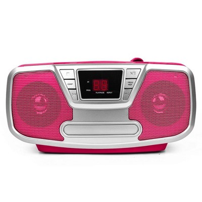 : Pink Am/fm Cd Boombox Bluetooth Portable With Target Radio,
