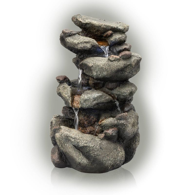 Rainforest Rock Resin Fountain With LED Light - Alpine Corporation, 5 of 8