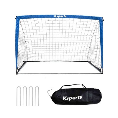 Ksports Soccer Goal Set for Kids Portable Training Equipment with Net, Balls, and Bag for Outdoor Backyard Football, 6 x 4 Feet, Blue