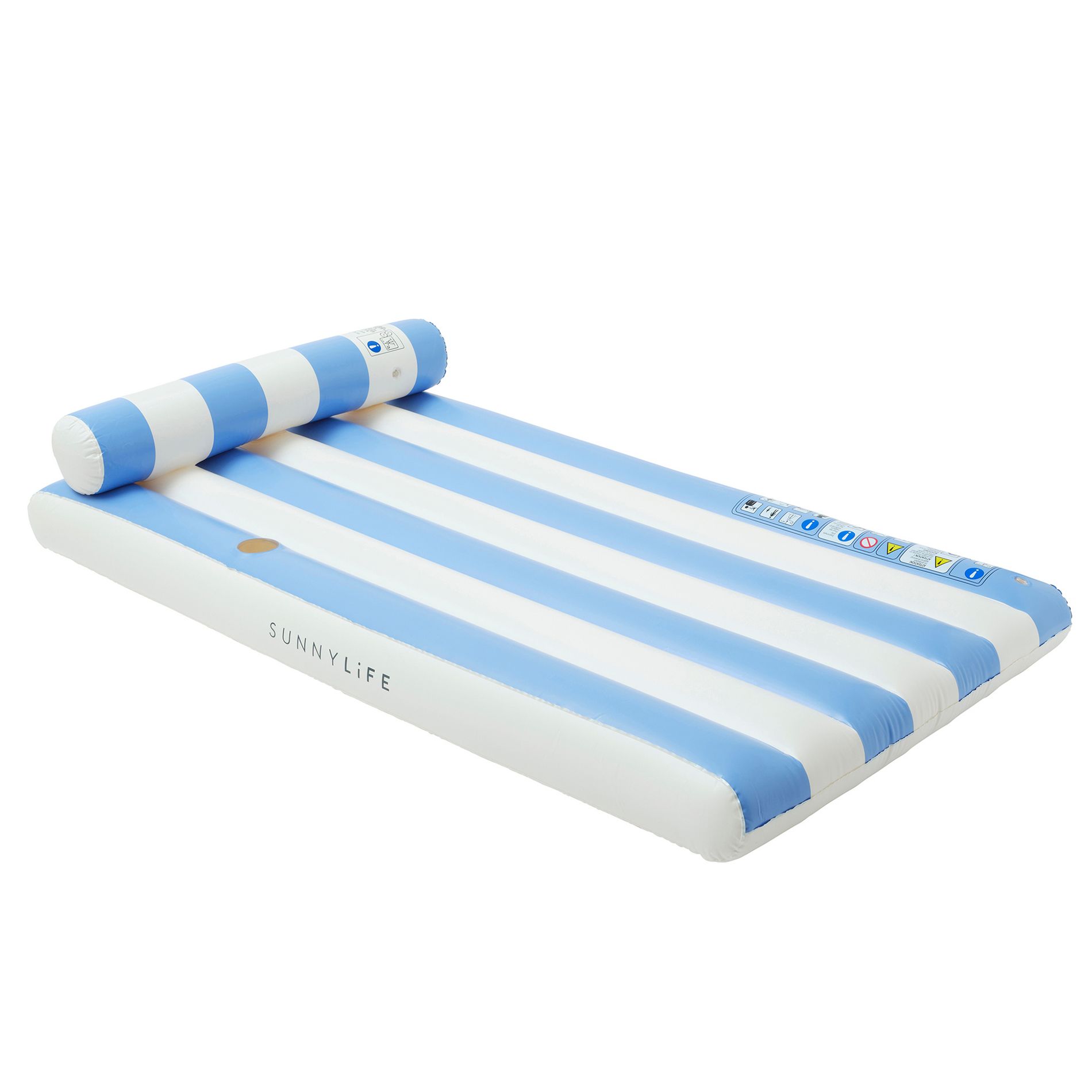 Sunnylife: Luxe Lilo - Blue Stripe - 70" Inflatable Pool Float, Headrest