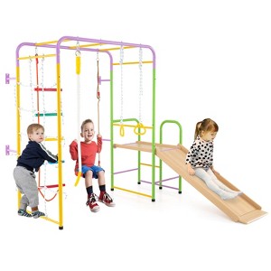 Costway Metal Indoor Jungle Gym 8-in-1 Climbing Playset with Monkey Bars, Wall, Ladder - 1 of 4