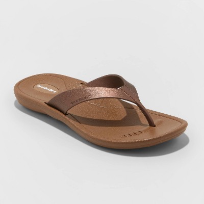 bronze flip flops