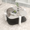 Tempered Glass and Marble Coffee Tables with Storage for Living Room, 35 Inch 2-Tier Square Center Table for Living Room - 2 of 4